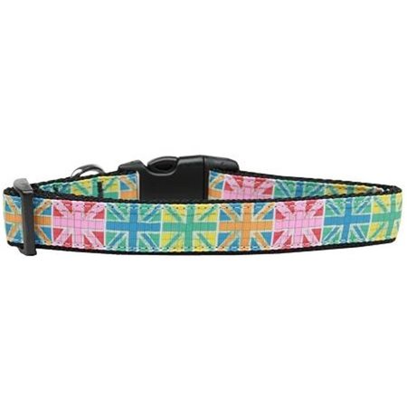 UNCONDITIONAL LOVE Multi-Color UK Flag Nylon Dog Collar Large UN764825